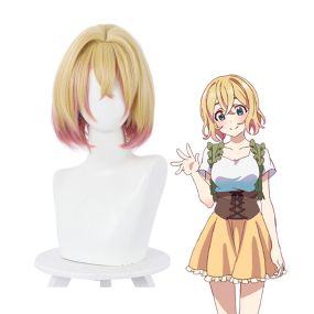 Anime Rent-A-Girlfriend Mami Nanami Short Yellow Gradient Pink Cosplay Wigs