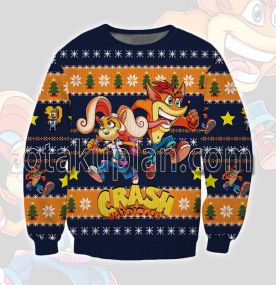Crash Bandicoot Crash and Coco 3D Printed Ugly Christmas Sweatshirt