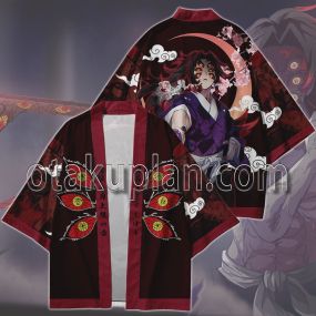 Anime Kimetsu no Yaiba Kokushibou Red Kimono Anime Cosplay Jacket