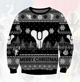 Destiny 2 Black and White 3D Printed Ugly Christmas Sweatshirt