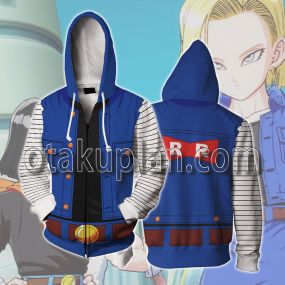 Dragon Ball Android 18 Coat Cosplay Zip Up Hoodie