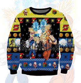 Dragon Ball Goku And Vegeta Fighting 3D Printed Ugly Christmas Sweatshirt