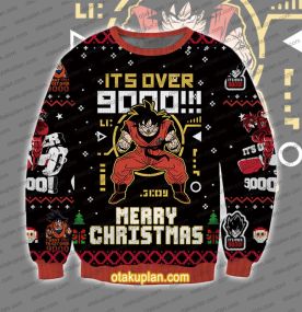 Dragon Ball Z Goku Over 9000 Ugly Christmas Sweatshirt