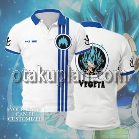 Dragon Ball Z Vegeta Blue and White Custom Name Polo Shirt