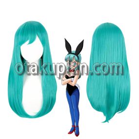 Dragon Ball Bulma Blue Green Medium Long Straight Hair Cosplay Wigs