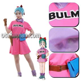 Dragon Ball Bulma Pink Full Set Cosplay Costume