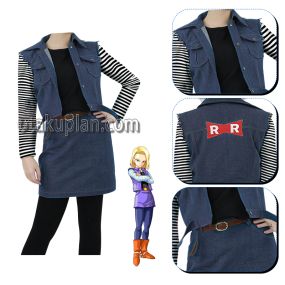 Dragon Ball Z Android No-18 Denim Fabric Cosplay Costume