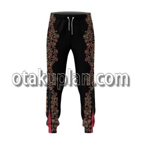Elv Prl Black Spanish Red Flower Sweatpants