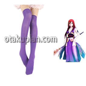 Anime Erza Scarlet Longlasting Kimono Purple Stockings Cosplay Costume