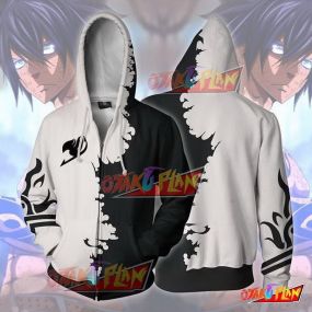 Anime Gray Zip Up Hoodie Jacket