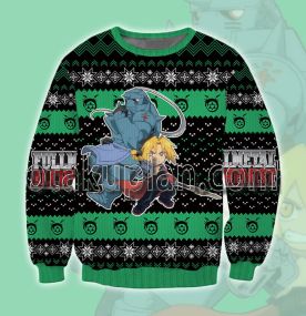 Fullmetal Alchemist And Edward Elric Green 3D Print Ugly Christmas Sweatshirt
