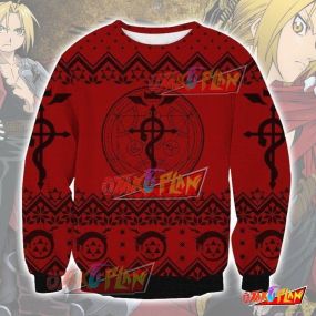 Fullmetal Alchemist Elric Edward 3D Print Pattern Ugly Christmas Sweatshirt