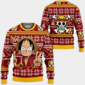 Funny Luffy Ugly Christmas Sweater One Piece Hoodie Shirt