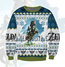 Game Legend of Zelda Blue and Green 3D Printed Ugly Christmas Sweatshirt