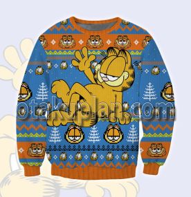 Garfield Orange and Blue 3D Printed Ugly Christmas Sweatshirt