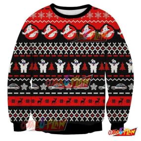 Ghostbusters 3D Print Pattern Ugly Christmas Sweatshirt