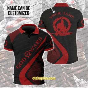 God Of Wars Custom Name Black Polo Shirt