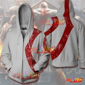 God of War Kratos Zip Up Hoodie WHITE Jacket
