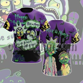 Halloween Rick and Morty Purple and Mint T-shirt