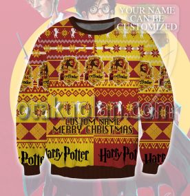 Harry Potter Gryffindor Custom Name 3D Printed Ugly Christmas Sweatshirt