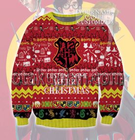 Harry Potter Hogwarts Custom Name 3D Printed Ugly Christmas Sweatshirt