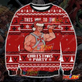 He-Man This Way To The Christmas Party 3D Print Pattern Ugly Christmas Sweatshirt