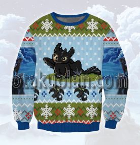 How To Train Your Dragon Night Fury Blue 3D Printed Ugly Christmas Sweatshirt