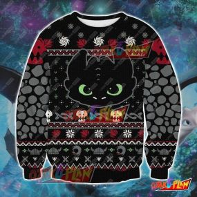 How To Train Your Dragon Toothless 3D Print Ugly Christmas Sweatshirt