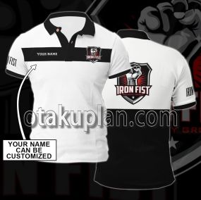Iron Fist White And Black Custom Name Polo Shirt