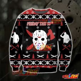 Jason- Friday The 13th Knitting Pattern 3D Print Ugly Christmas Sweatshirt