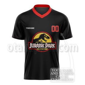 Jurassic Park Black and Red Custom Name and Number Football Jersey