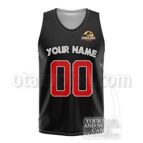 Jurassic Park Red Custom Number Custom Name Basketball Jersey