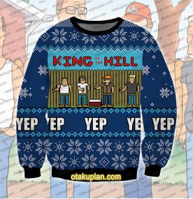 King of the Hill YEP Blue 3D Printed Ugly Christmas Sweatshirt