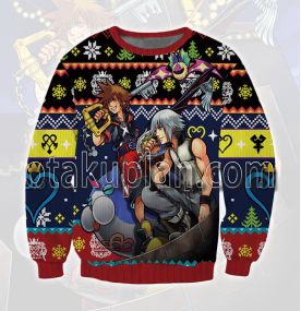 Kingdom Hearts Blue and Black 3D Printed Ugly Christmas Sweatshirt