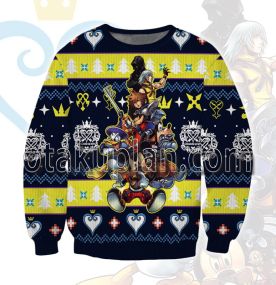 Kingdom Hearts Blue and Yellow 3D Printed Ugly Christmas Sweatshirt