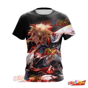 Demon Slayer Flame Pillar Rengoku Action T-Shirt KNY208