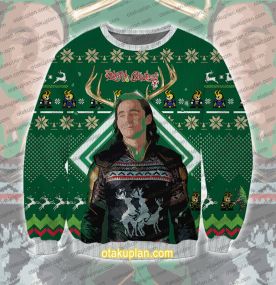 Loki Cool Christmas Antler 3D Printed Ugly Christmas Sweatshirt