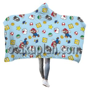 Mario Mushroom Coin Turtle Hooded Blanket