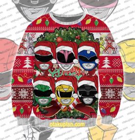 Mighty Morphin Chibis Power Rangers 3D Printed Ugly Christmas Sweatshirt