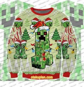 Minecraft Creeper 3D Printed Ugly Christmas Sweatshirt