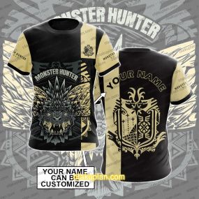 Monster Hunter Nergigante Light Yellow and Black Custom Name T-shirt