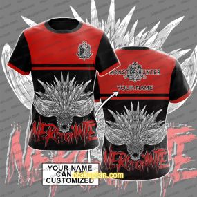 Monster Hunter Nergigante Red and Black Custom Name T-shirt