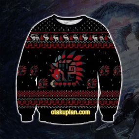 Monster Hunter World MHW Knitting Pattern 3D Print Ugly Christmas Sweatshirt