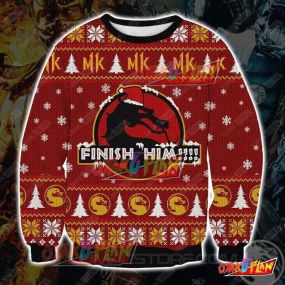Mortal Kombat Finish Him 3D Print Pattern Ugly Christmas Sweatshirt