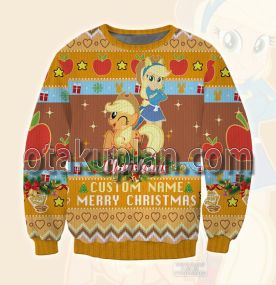 My Little Pony Equestria Girls Applejack Custom Name 3D Printed Ugly Christmas Sweatshirt