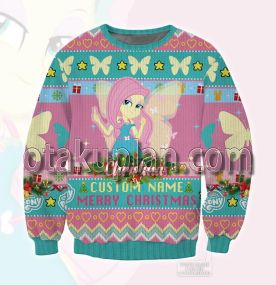 My Little Pony Equestria Girls Fluttershy Custom Name 3D Printed Ugly Christmas Sweatshirt
