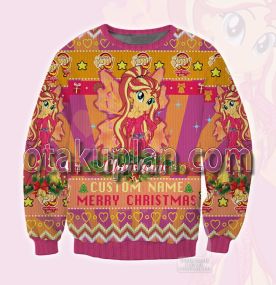 My Little Pony Equestria Girls Sunset Shimmer Custom Name 3D Printed Ugly Christmas Sweatshirt