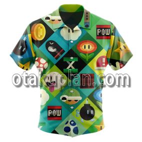 New Super Mario Character Pattern Button Up Hawaiian Shirt