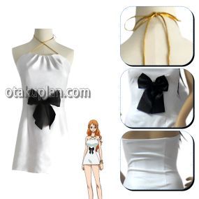 One Piece Film Gold Nami White Dress Cosplay Costume