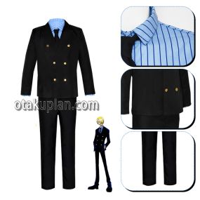 One Piece Sanji Blue Suit Cosplay Costume